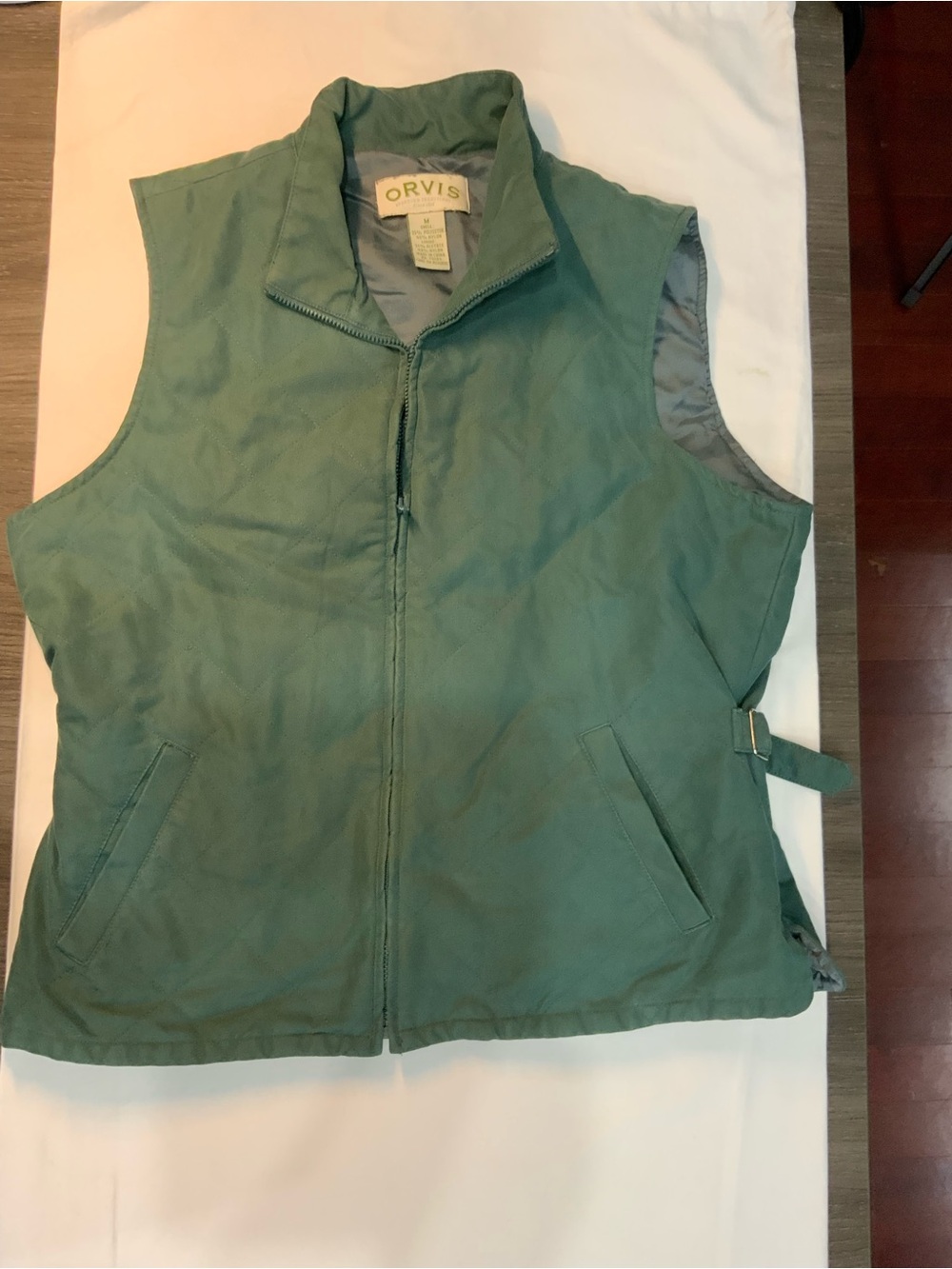 Orvis Quilted Sage Green Vest with Zip Front